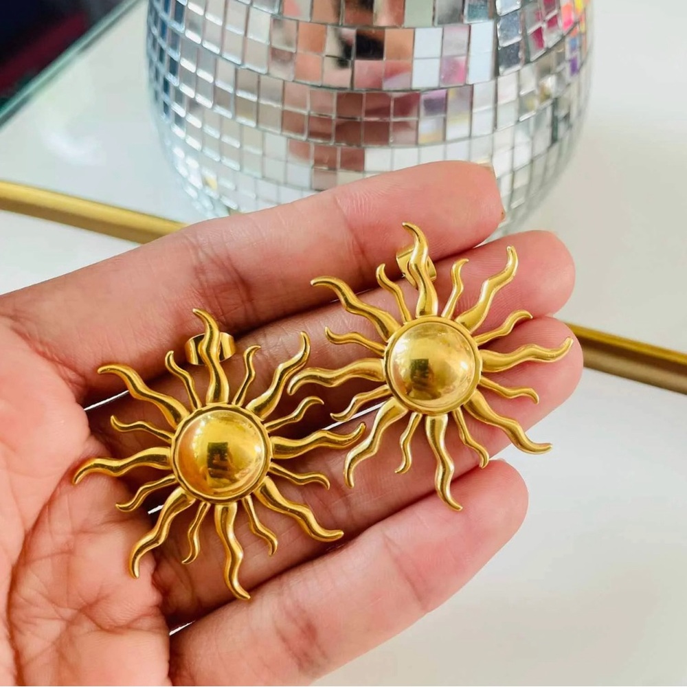 2/$30 Gold Sun Earrings Sunrays Bohemian Starburst Sunburst Jewelry Gift New